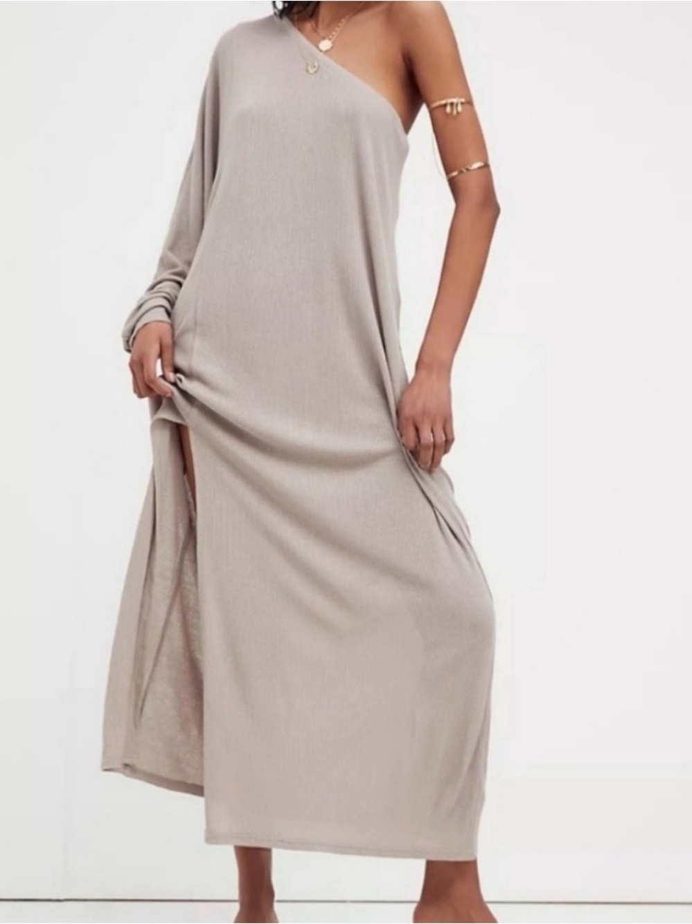 Free People Beach Kara Ribbed One Shoukder Midi Dress